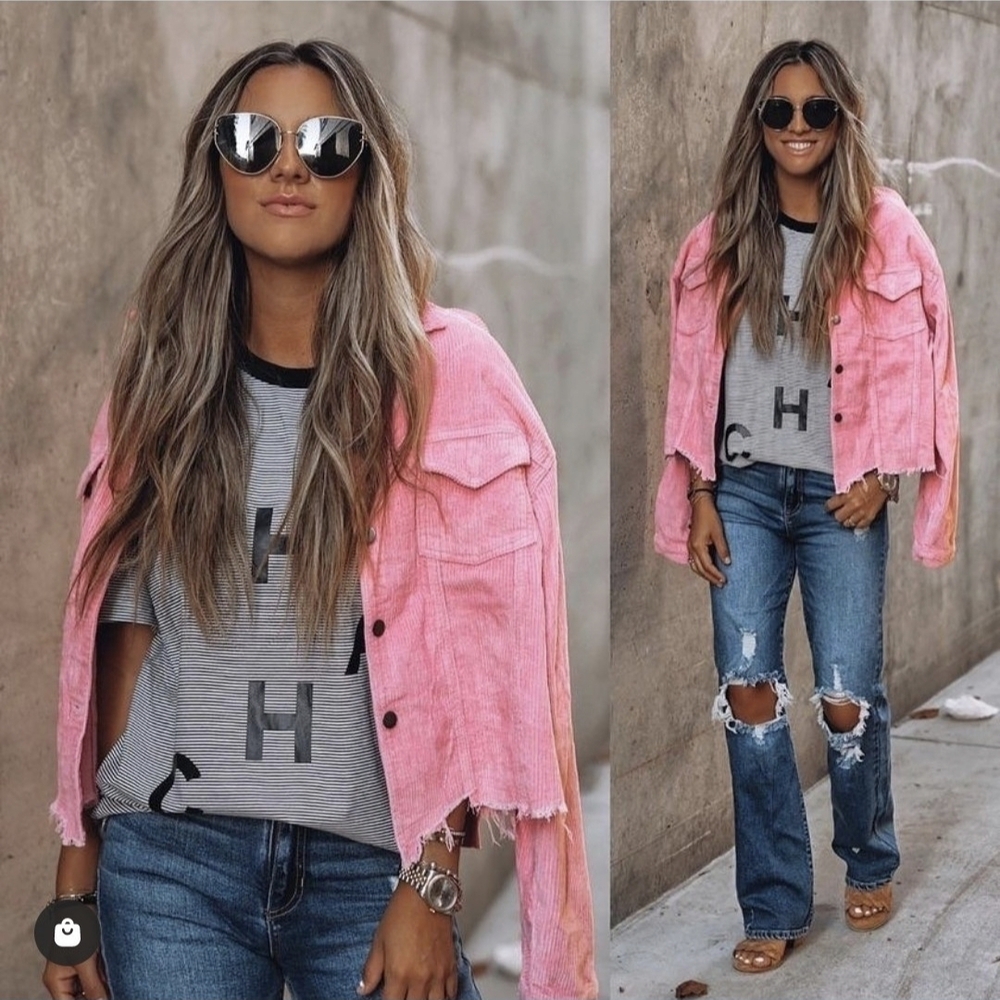 Bubblegum Pink Corduroy Jacket